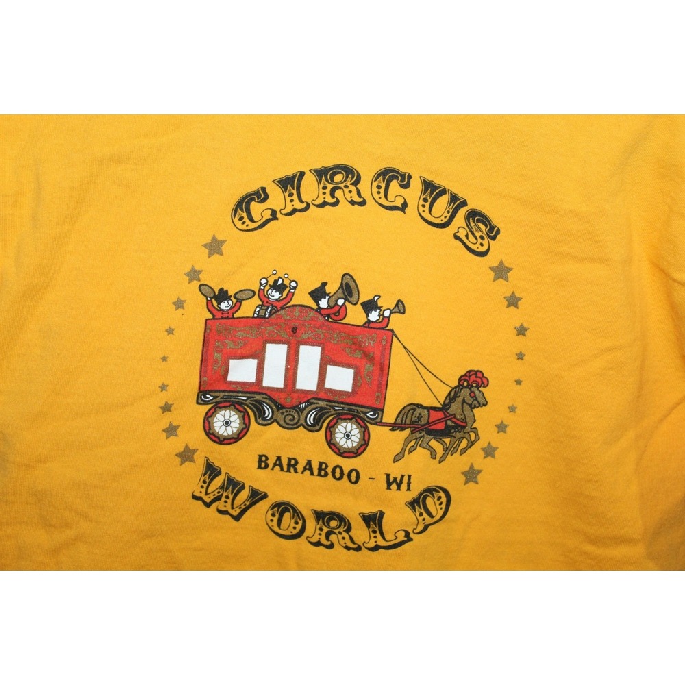 Gildan Circus World Baraboo WI T Shirt Men Large Yellow Good Graphic Tee
